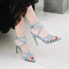 Sandaler Big Size 13 14 15 16 17 High Heels Women Shoes Woman Summer Ladies Pointed Ribbon Roman Buckle