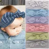 Hårtillbehör Småbarn Spädbarn Baby Boys Girls Stretch Ribbed Randiga Bow pannband Turban för fest