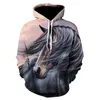 Men's Hoodies Spring/fall Fashion Personality 3D Animal Print Floral Hoodie High Quality Casual Long Horse Street Wear Hooded Sweatshirt