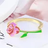 Bangle europeiska och amerikanska smycken grossist emaljfärgglasyr romantiska blommor En rosskog kan öppna armbandet