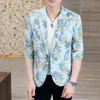 Men's Suits Men Spring And Summer Thin Sleeves In The Suit Hair Stylist Night Trend Single Jacket Coat Korean Slim Small