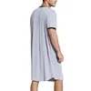 Vêtements de nuit pour hommes Peignoirs à manches courtes en coton Vintage Pyjamas col en V Poches Couleur unie Chemise de nuit Peignoirs Homewear M-3XL Survêtement