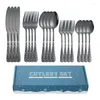 Dinnerware Sets Tablewellware 20 Pcs Stainless Steel Cutlery Tableware Gold Spoon Set Forks Knives Spoons Kitchen Drop