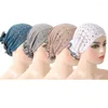 Ethnic Clothing 4PCS Muslim Women Underscarf Bone Bonnet Hijab Inner Cap Chemo Cancer Turban Rhinestone Headscarf Hair Loss Covers Head Wrap