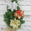 Christmas Decorations 5pcs 14cm Glitter Artificial Flower Head For Tree Ornament DIY Wreath Garland Wedding Party Decor Navidad