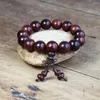 Charm Bracelets 15mm Red Rosewood For Men Women Buddha Mala Yoga Healing Reiki Bracelet Wooden Beaded Strand