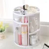 Boîtes de rangement Boîte à cosmétiques de bureau japonaise Commode en acrylique rotative Produits de soins de la peau Rouge à lèvres Support de finition en plastique