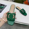 Made in Italy Women Interlocking Slippers G cut-out slide sandal Calf Leather Sexy Flat Ladies Fashion Cutout Wear Shoes 35-42