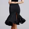 Abbigliamento da palcoscenico Gonna latina Donna Danza da ballo Salsa moderna Tango Samba Costumi per adulti femminili Camicie da allenamento sexy Nero XXL