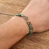 Charm Bracelets Stainless Steel Heart Shape 4mm African Japser Beads String Braided Boho Friendship Bracelet Handmade Jewelry