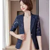 Costumes pour femmes demi-manches élégantes dentelle Blazers vestes manteau pour femmes professionnel printemps été affaires travail porter Styles Outwear hauts