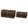 Ювелирные мешочки европейская ретро -деревянная коробка красная кожа винтажные сокровища для хранения грудь подпографии