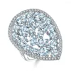 Cluster Rings Gem's Ballet Real 925 Серебряный серебряный драгоценный камень Свадьба 6,31CT Natural Sky Blue Topaz Кольцо для женщин