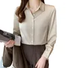 Women's Blouses Tops Mujer Clothing Autumn Office Worker Shirt Women's 2022 Silk White Long Sleeve And Women Button Up 2005