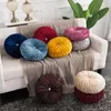 Oreiller rond jeter européen couleur unie citrouille en peluche couverture luxe taie d'oreiller en velours pour canapé-lit décor