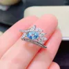 Anelli a grappolo Fine Jewelry 925 Sterling Silver Natural Blue Topaz Gemstone Mini anello da donna Marry Got Engaged Party Girl Gift