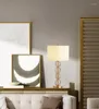 Bordslampor Dekorativ metallring Design Bedside Fabric Light Shades Villa El Home LED -lampor TA099