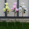 Solar Magnolia Flower Outdoor Artificial Light Garden Lawn Landscape Decoration