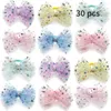 Dog Apparel 30/50pcs Shiny Star Pet Bow Ties Mesh Style Necktie Bowtie Adjustable Neckties Accessories Supplies