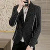 Men's Suits HOO 2022 Men's Striped Color Matching Blazer Youth Cool Fashion Leisure