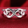 Anneaux de mariage 925 Sterling Silver Double Heart Ring pour les femmes Engagement Party Fashion Charm Jewelry