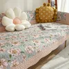 Stuhlhussen im koreanischen Stil, kleiner Blumenstoff, Sofabezug, rutschfest, für Couch, Sitzkissen, Eckhandtuch, Matten, geometrische Streifen