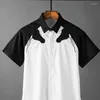 Men's Casual Shirts Cotton Short Sleeve Male Luxury Horse Head Embroidery Mens Dress Summer Slim Fit Party Man