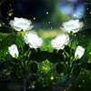 Huvud Solar Rose Flower Light IP65 Vattentät gräsmatta Lamp LED -trädgård för uteplats Courtyard Pathway Christmas Wedding Decor