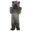 Costume de dessin animé de chat gris, mascotte en peluche avec masque pour fête d'adulte, déguisement d'halloween