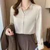 Women's Blouses Tops Mujer Clothing Autumn Office Worker Shirt Women's 2022 Silk White Long Sleeve And Women Button Up 2005