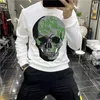 Men's Hoodies Male Skull Pattern Design Luxury Sweatshirts Brand Warm Extra Large Rhinestones Casual Wild Hoody