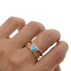 Anneaux de mariage délicat double rangées mini zircon cubique coeur bleu pierre midi bague pour femme fille délicate simple couleur or cristal