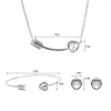 Halsbandörhängen Set Fine Fashion Silver Plated Filled Rhinestone Crystal Heart Pendant Jewellery for Women