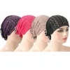 Ethnic Clothing 4PCS Muslim Women Underscarf Bone Bonnet Hijab Inner Cap Chemo Cancer Turban Rhinestone Headscarf Hair Loss Covers Head Wrap