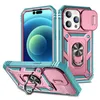 Sliding Window Phone Cases Built in Kickstand Back Cover Armor Card Holder Protector for iPhone 14 Pro Max 14Pro 13 13Pro 12 12Pro 11 11Pro Xs XR 7 8 Plus Samsung S22 ultra