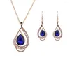 Necklace Earrings Set Luxury Jewerly Sets Women 2 PCS Jewelry Gold Silver Crystal For Wedding White Red Blue