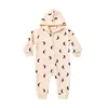 Baby Jumpsuit and Rompers Hooded Long Sleeve Moon Leaves Print Cotton Causal Zipper Outfit for Newborn Boys Girls