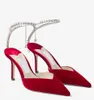 Свадебные роскошные женские насосы Saeda Sandals обувь Хрустальная лодыжка Элегантная леди заостренная нога