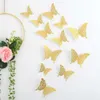 6–12 Stück 3D-Schmetterlings-Wandaufkleber, hohl, abnehmbare Tapete, Kunstwand-Wandaufkleber für Schlafzimmer, Wohnzimmer, Heimdekoration