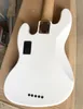5 Strings White Electric Bass Guitar with Active Circuit Black Pickguard Rosewood Freboard Customizable