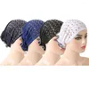 Ethnic Clothing 4PCS Muslim Women Underscarf Bone Bonnet Hijab Inner Cap Chemo Cancer Turban Rhinestone Headscarf Hair Loss Covers Head Wrap