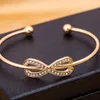 Bangle Crystal Bangles Gold Silver Plated Infinity Charm Cuff Bracelets Open Adjustable Women Men Hollow Metal Rhinestone Hand Jewelry