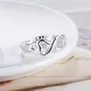 Anneaux de mariage 925 Sterling Silver Double Heart Ring pour les femmes Engagement Party Fashion Charm Jewelry