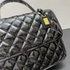 Grand sac à dos designer chaîne sac femmes sac à main sac à bandoulière brevet cuir de veau doré métal mode luxe 22k nouveau