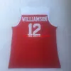 zion #12 High School Basketball Jersey Stitched red size S-5XL