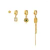 Stud Earrings 4Pc Retro Hexagram Asymmetric Long Tassel For Women Gold Color Fashion Stainless Steel Waterproof Jewelry