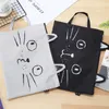 1pc Nette Katze Datei Tasche Cartoon Leinwand Zipper Dokument Rechnung Ordner Große Kapazität Handtasche Lagerung Brieftasche Büro Schreibwaren