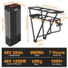 36V 30AH Support arrière E-Bike Batterie 48V 52V Lithium Li-ion pour vélo électrique Batterie Pack 18650 21700 Cellule 500W 1000W 1500W