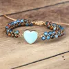 Braccialetti con ciondoli Cloisonne Perline Amazzonite a forma di cuore Donna Boemia Yoga String Bracciale intrecciato Avvolgere gioielli fatti a mano