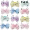 Dog Apparel 30/50pcs Shiny Star Pet Bow Ties Mesh Style Necktie Bowtie Adjustable Neckties Accessories Supplies